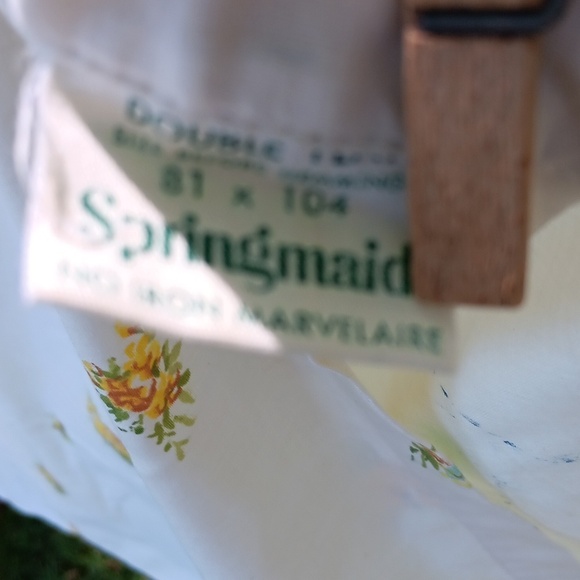 Vintage Springmaid yellow green double flat sheet - Picture 4 of 6